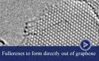 thumbnail-TEM image of graphene, atoms appear darker in a certain region